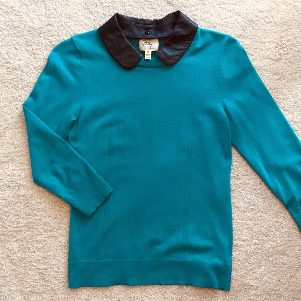 Milly Removable Leather Collar Sweater